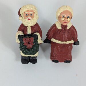 Vintage Miniature Santa Mrs Claus Shelf Sitters 2" Tall Classic Christmas Decor